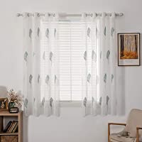 Los mejores  - MIULEE 2 Unidades Cortinas Bordado Translucida de Dormitorio Moderno Ventana Visillos Rayas Salon Paneles con Ojales…